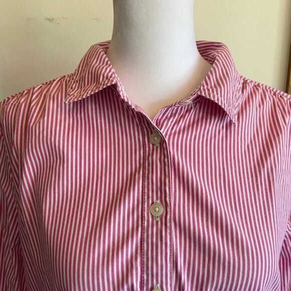 J. CREW Pink White Stripe Button Down Long Sleeve Shirt Mini Dress 8 - Picture 6 of 17